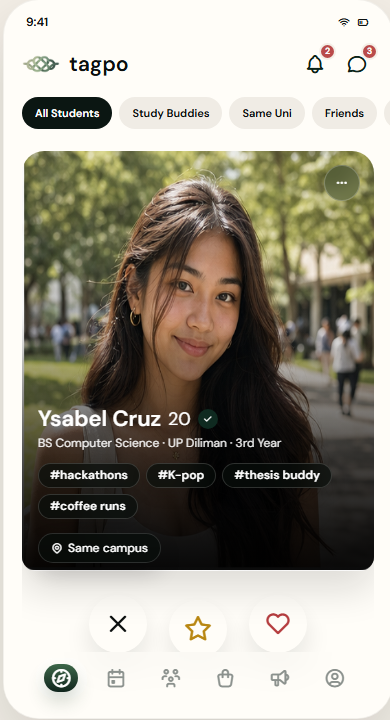 Tagpo Discover screen screenshot