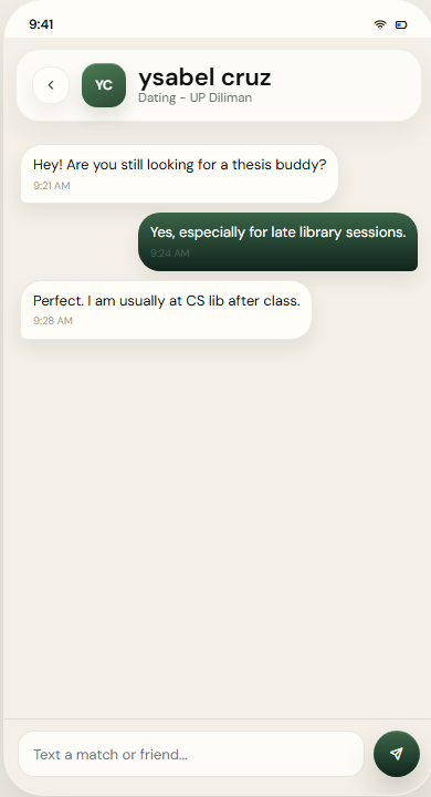 Tagpo Messages screen screenshot